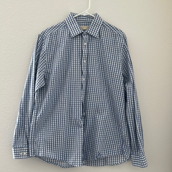 Michael Kors | Plaid Long Sleeve Lilac Blue Slim Fit Dress Shirt - Picture 1 of 3